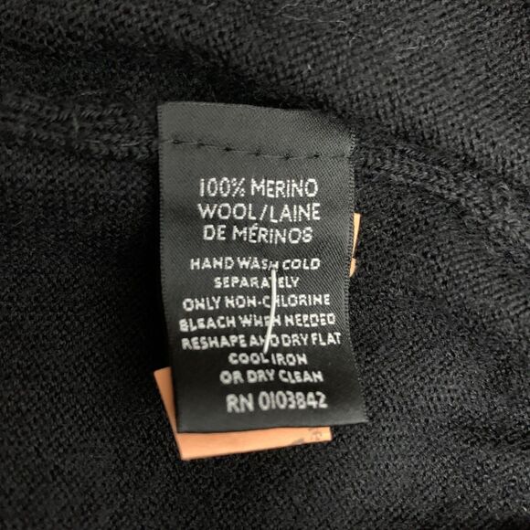 Toscano Firenze Sweater Pullover Mens Large Black 100% Wool Merino Knit V-neck - Picture 7 of 7